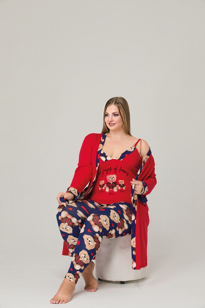 Pajamas Set 3 Piece Cotton Kimono