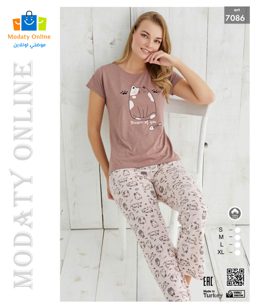 Pajamas Half Sleeves Woman Cotton