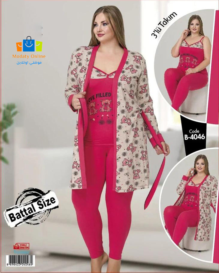 Pajamas Set 3 Piece Cotton Kimono