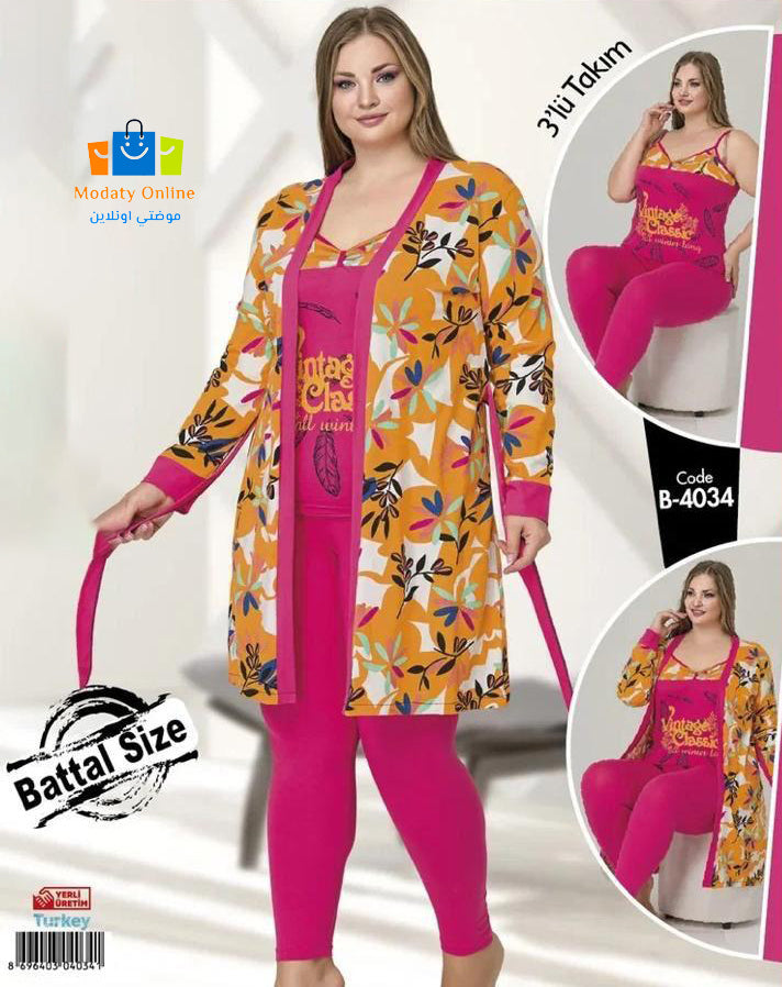 Pajamas Set 3 Piece Cotton Kimono