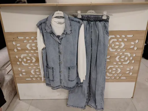 Three Piece Jeans Tracksuit Set